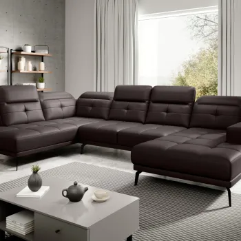 Coltar dreapta 6 locuri ELTAP, RT-66SOF, Bretan, 350x205x107 cm, lemn/poliester, maro inchis imagine