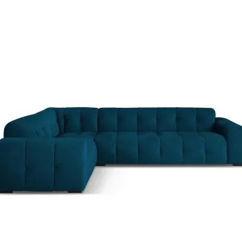 Coltar dreapta 6 locuri, Kendal, Micadoni Home, BL, 332x231x79 cm, catifea, albastru navy imagine