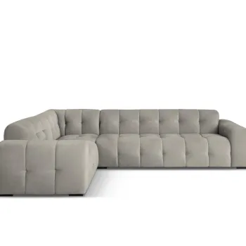 Coltar dreapta 6 locuri, Kendal, Micadoni Home, BL, 332x231x79 cm, catifea, gri inchis imagine