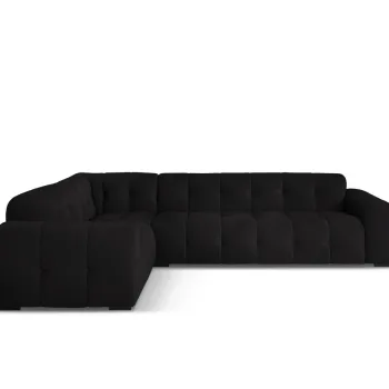 Coltar dreapta 6 locuri, Kendal, Micadoni Home, BL, 332x231x79 cm, catifea, negru imagine