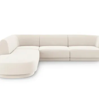 Coltar dreapta 6 locuri, Miley, Micadoni Home, BL, forma rotunjita, 258x248x74 cm, catifea, bej deschis imagine