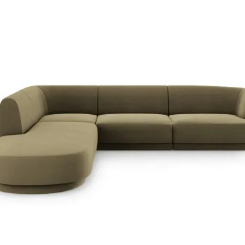 Coltar dreapta 6 locuri, Miley, Micadoni Home, BL, forma rotunjita, 258x248x74 cm, catifea, verde imagine