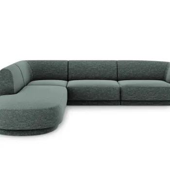 Coltar dreapta 6 locuri, Miley, Micadoni Home, BL, forma rotunjita, 258x248x74 cm, poliester chenille, albastru petrol imagine