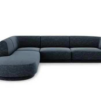 Coltar dreapta 6 locuri, Miley, Micadoni Home, BL, forma rotunjita, 258x248x74 cm, poliester chenille, albastru regal imagine