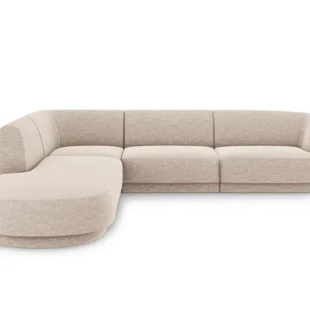 Coltar dreapta 6 locuri, Miley, Micadoni Home, BL, forma rotunjita, 258x248x74 cm, poliester chenille, bej imagine