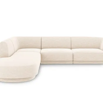 Coltar dreapta 6 locuri, Miley, Micadoni Home, BL, forma rotunjita, 258x248x74 cm, poliester chenille, bej deschis imagine