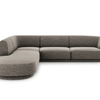 Coltar dreapta 6 locuri, Miley, Micadoni Home, BL, forma rotunjita, 258x248x74 cm, poliester chenille, gri imagine