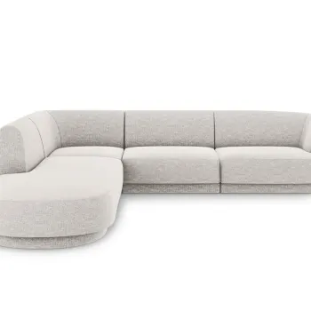 Coltar dreapta 6 locuri, Miley, Micadoni Home, BL, forma rotunjita, 258x248x74 cm, poliester chenille, gri deschis imagine