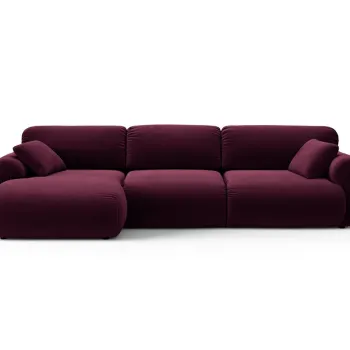 Coltar dreapta 6 locuri, Ophelia, Micadoni Home, 297x164x84 cm, catifea, bordo imagine