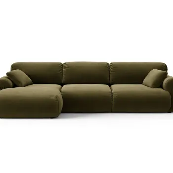 Coltar dreapta 6 locuri, Ophelia, Micadoni Home, 297x164x84 cm, catifea, verde imagine