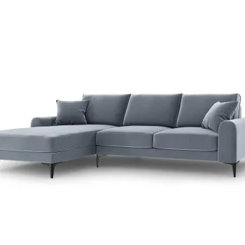Coltar dreapta, Madara, Mazzini Sofas, 5 locuri, black legs, 254x182x90 cm, catifea, albastru deschis imagine