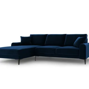 Coltar dreapta, Madara, Mazzini Sofas, 5 locuri, black legs, 254x182x90 cm, catifea, albastru regal imagine