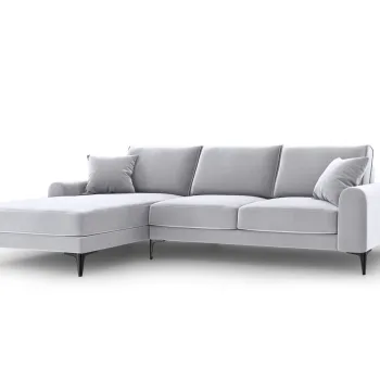Coltar dreapta, Madara, Mazzini Sofas, 5 locuri, black legs, 254x182x90 cm, catifea, argintiu imagine