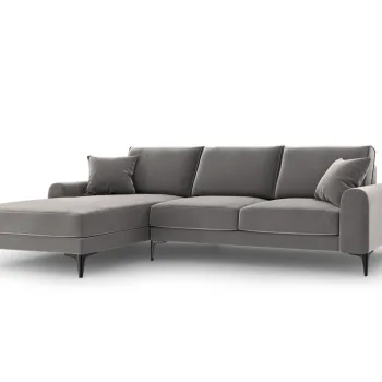 Coltar dreapta, Madara, Mazzini Sofas, 5 locuri, black legs, 254x182x90 cm, catifea, gri deschis imagine