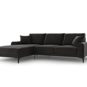 Coltar dreapta, Madara, Mazzini Sofas, 5 locuri, black legs, 254x182x90 cm, catifea, gri inchis imagine
