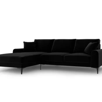 Coltar dreapta, Madara, Mazzini Sofas, 5 locuri, black legs, 254x182x90 cm, catifea, negru imagine