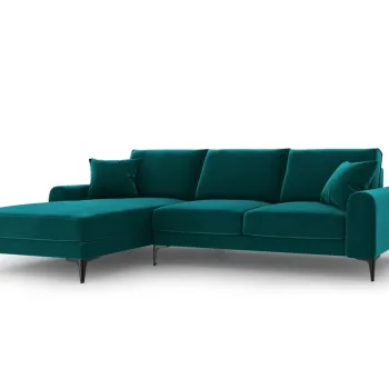 Coltar dreapta, Madara, Mazzini Sofas, 5 locuri, black legs, 254x182x90 cm, catifea, turcoaz imagine