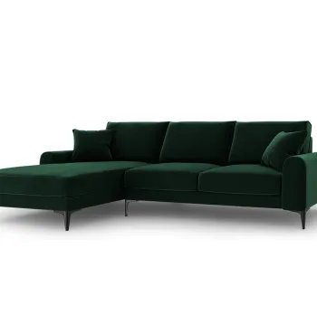 Coltar dreapta, Madara, Mazzini Sofas, 5 locuri, black legs, 254x182x90 cm, catifea, verde bottle imagine