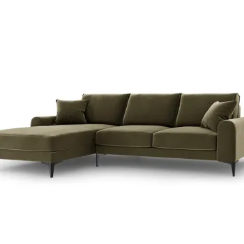 Coltar dreapta, Madara, Mazzini Sofas, 5 locuri, black legs, 254x182x90 cm, catifea, verde imagine