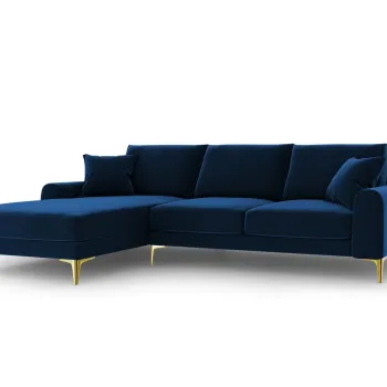Coltar dreapta, Madara, Mazzini Sofas, 5 locuri, gold legs, 254x182x90 cm, catifea, albastru regal imagine