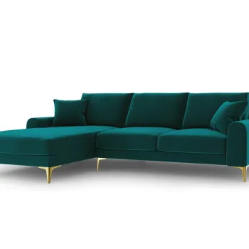Coltar dreapta, Madara, Mazzini Sofas, 5 locuri, gold legs, 254x182x90 cm, catifea, turcoaz imagine
