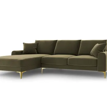 Coltar dreapta, Madara, Mazzini Sofas, 5 locuri, gold legs, 254x182x90 cm, catifea, verde imagine