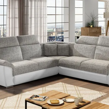 Coltar extensibil 5 locuri ELTAP, Fed-01, Federico, 266x266x102 cm, lemn/poliester, gri/alb imagine