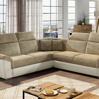 Coltar extensibil 5 locuri ELTAP, Fed-02, Federico, 266x266x102 cm, lemn/poliester, bej/bej deschis imagine