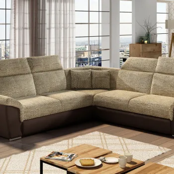 Coltar extensibil 5 locuri ELTAP, Fed-03, Federico, 266x266x102 cm, lemn/poliester, bej/maro inchis imagine