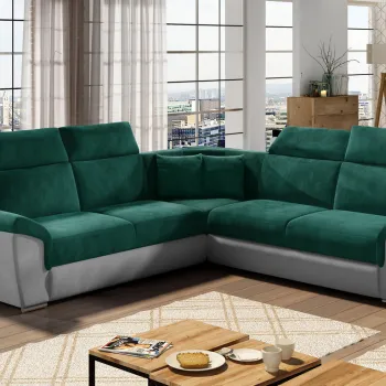 Coltar extensibil 5 locuri ELTAP, Fed-04, Federico, 266x266x102 cm, lemn/poliester, verde inchis/gri inchis imagine
