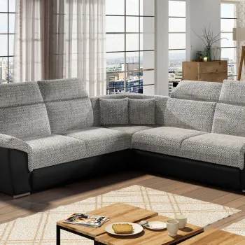 Coltar extensibil 5 locuri ELTAP, Fed-18, Federico, 266x266x102 cm, lemn/poliester, gri/negru imagine