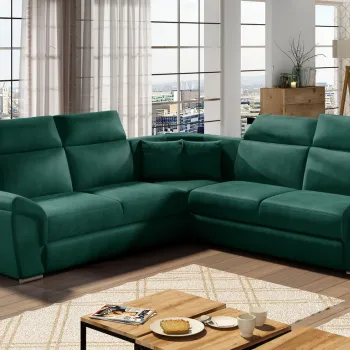 Coltar extensibil 5 locuri ELTAP, Fed-21, Federico, 266x266x102 cm, lemn/poliester, verde inchis imagine