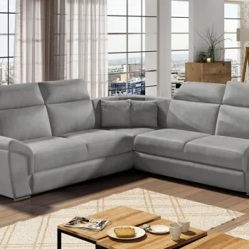 Coltar extensibil 5 locuri ELTAP, Fed-23, Federico, 266x266x102 cm, lemn/poliester, gri deschis imagine