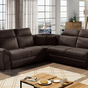 Coltar extensibil 5 locuri ELTAP, Fed-27, Federico, 266x266x102 cm, lemn/poliester, maro inchis imagine