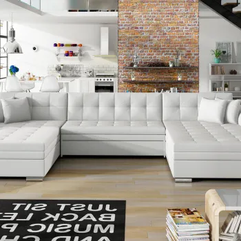 Coltar extensibil 5 locuri, ELTAP, Vento, 359x165x87 cm, lemn/poliester, alb imagine