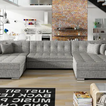 Coltar extensibil 5 locuri, ELTAP, Vento, 359x165x87 cm, lemn/poliester, gri imagine