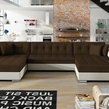 Coltar extensibil 5 locuri, ELTAP, Vento, 359x165x87 cm, lemn/poliester, maro/bej imagine