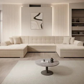 Coltar extensibil 6 locuri ELTAP, Vento, 359x165x78 cm, lemn/poliester, bej imagine