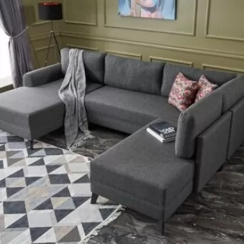 Coltar extensibil Belen, Balcab Home, 300x78x80 cm, lemn, antracit imagine