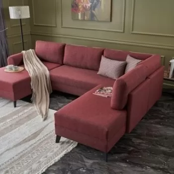 Coltar extensibil Belen, Balcab Home, 300x78x80 cm, lemn, rosu imagine