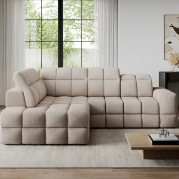 Coltar extensibil dreapta 3 locuri ELTAP, Bronon, 296x200x109 cm, lemn/tesatura boucle, bej imagine