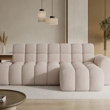 Coltar extensibil dreapta 3 locuri ELTAP, Ceedro, 283x165x98 cm, lemn/poliester, bej imagine