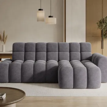 Coltar extensibil dreapta 3 locuri ELTAP, Ceedro, 283x165x98 cm, lemn/poliester, gri imagine