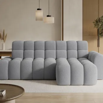 Coltar extensibil dreapta 3 locuri ELTAP, Ceedro, 283x165x98 cm, lemn/poliester, gri deschis imagine