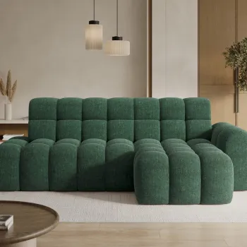 Coltar extensibil dreapta 3 locuri ELTAP, Ceedro, 283x165x98 cm, lemn/poliester, verde inchis imagine