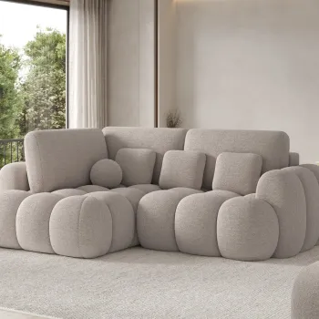 Coltar extensibil dreapta 3 locuri ELTAP, Cozion, 267x165x105 cm, lemn/tesatura boucle, bej inchis imagine