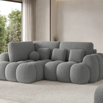 Coltar extensibil dreapta 3 locuri ELTAP, Cozion, 267x165x105 cm, lemn/tesatura boucle, gri inchis imagine