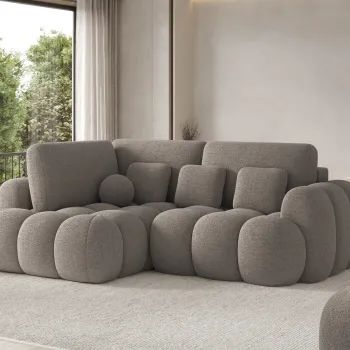 Coltar extensibil dreapta 3 locuri ELTAP, Cozion, 267x165x105 cm, lemn/tesatura boucle, maro imagine