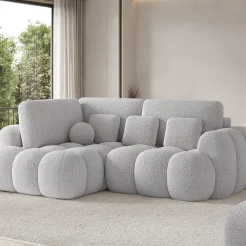 Coltar extensibil dreapta 3 locuri ELTAP, Cozion, 267x165x105 cm, lemn/tesatura chenille, gri deschis imagine
