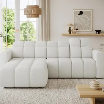 Coltar extensibil dreapta 3 locuri ELTAP, Fanito, 288x200x105 cm, lemn/poliester, alb imagine